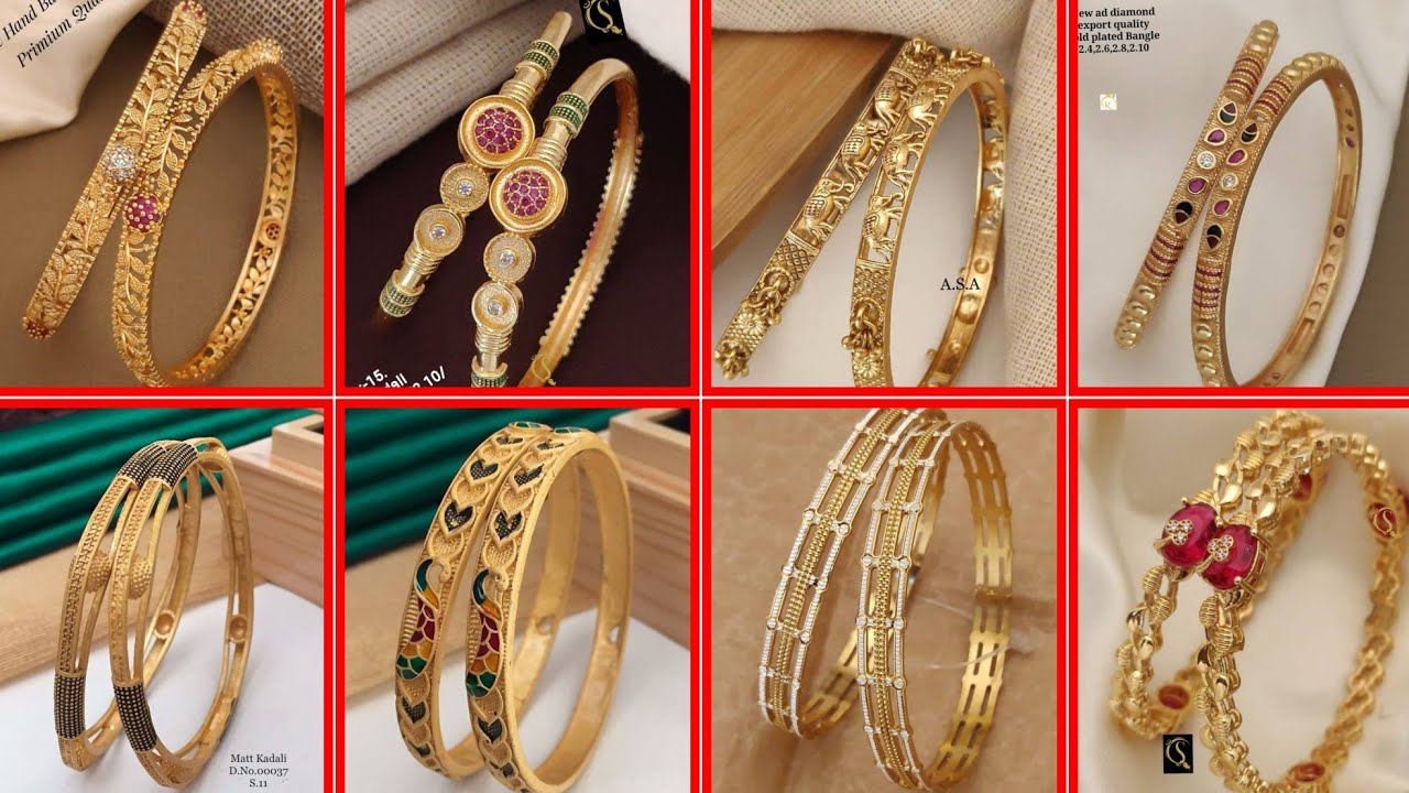 🤎🤎Antique Bangles With Matte Gold Finish, Ruby Kemp Stone Bangles, Indian Jewelry, South Indian 