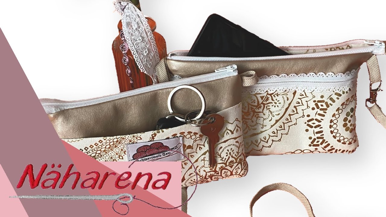 Handy Umängetasche „Uta“ | Tipps Reißverschluss Kunstleder nähen | Elna 780 plus