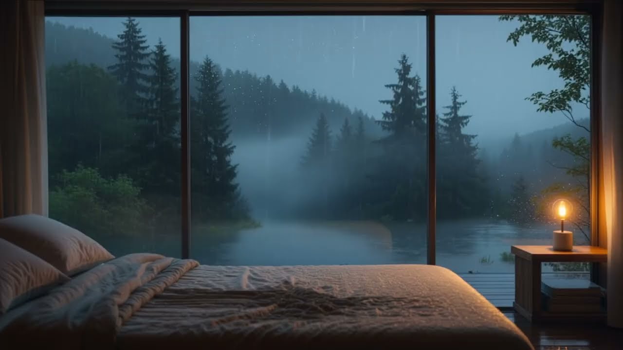 Stress Relief Music for Sleep - Soft Piano in the Rain