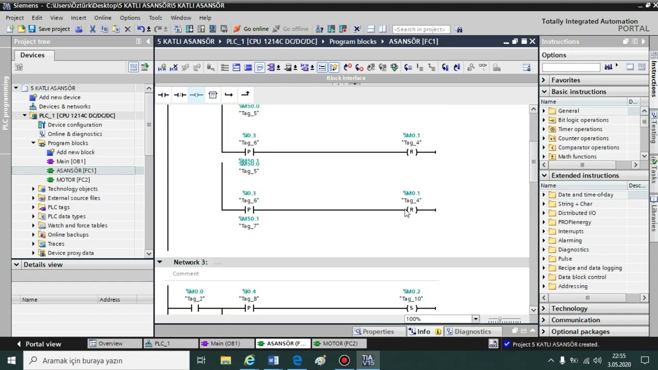 49 PLC Programlama 49 S71200 İLE 5 KATLI ASANSÖR PROGRAMI