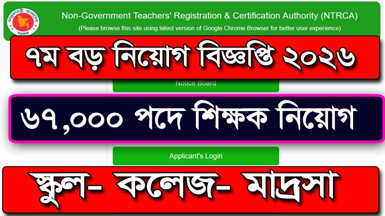 ৬৭ হাজার পদে শিক্ষক &zwj;নিয়োগ ২০২৬। job circular 2026। চাকরির খবর। chakrir khobor। নতুন চাকরির খবর 2026