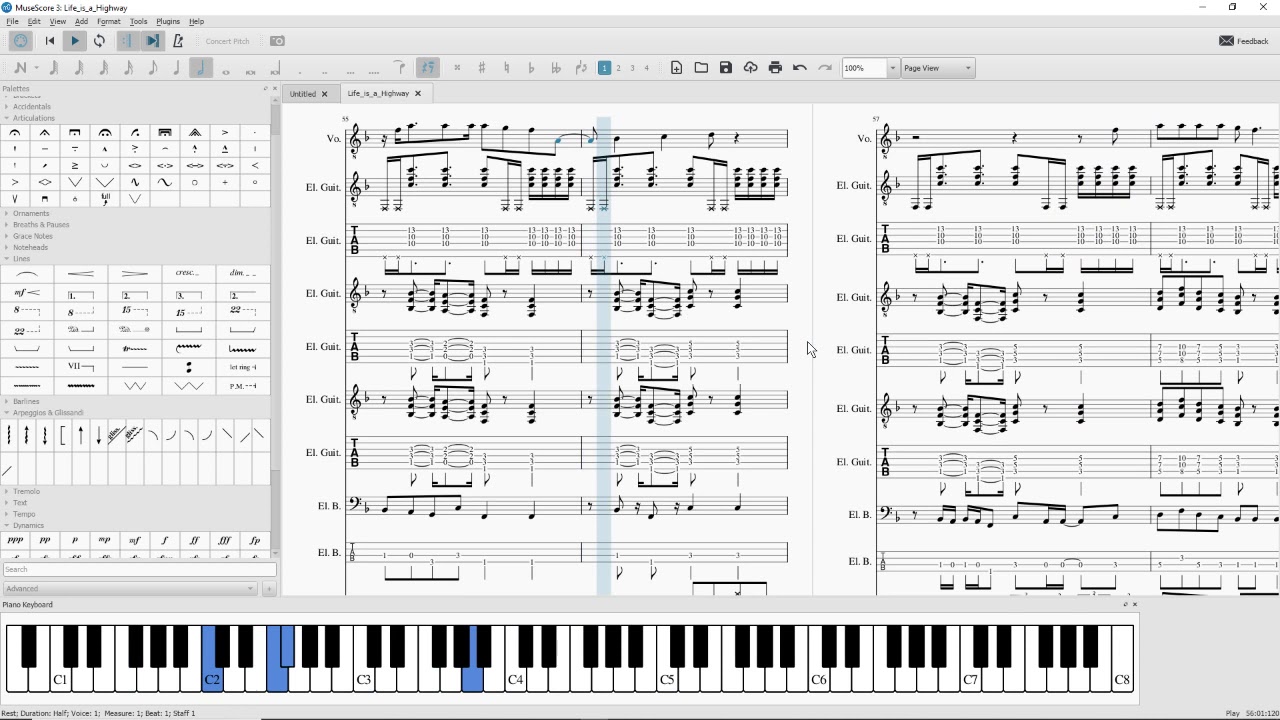 Life is a Highway - Rascal Flatts (Improved version from Musescore)