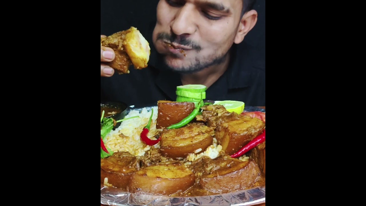 eating show pork curry with rice  #seater #mukbang #mukbanginternational