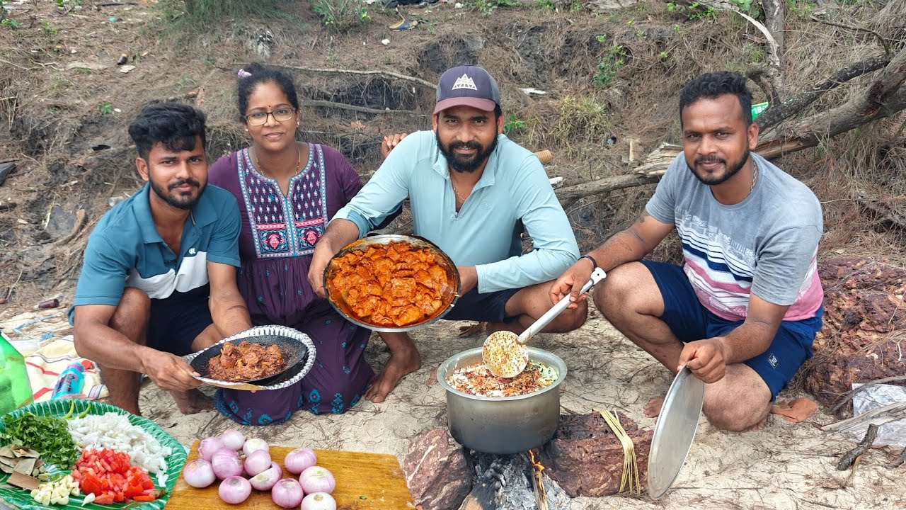 समुद्रावरती बनवली चिकन फ्राय बिर्याणी , चिकन पार्टी | chicken fry biryani @TejaGurav 