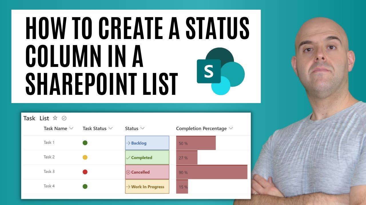 Как создать столбец статуса в списке SharePoint