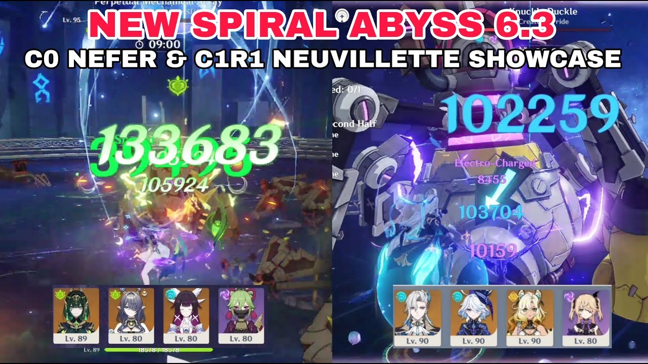 /New Spiral Abyss 6.3/C0 Nefer & C1R1 Neuvillette/Genshin Impact