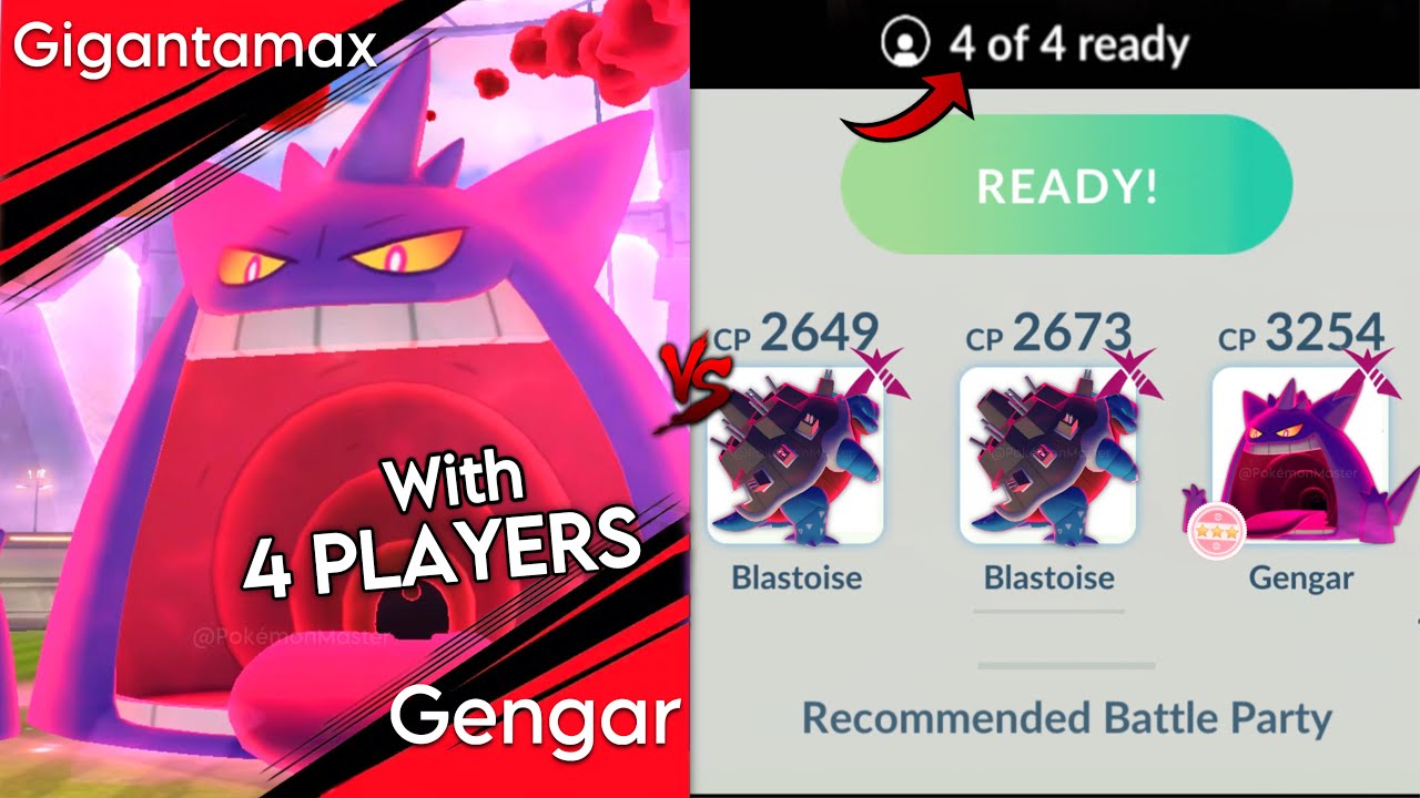 Beating G-Max GENGAR with ONLY 4 PLAYERS (Pokemon GO)