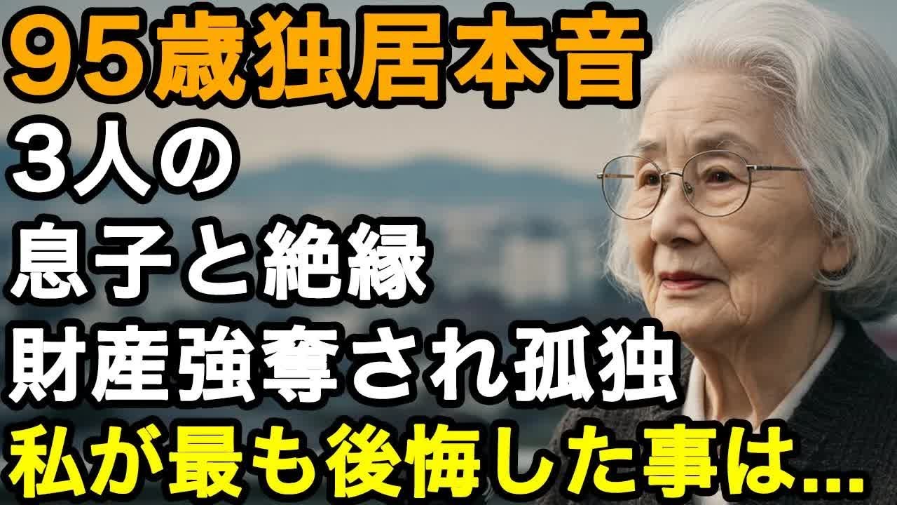 95歳女性。3人の息子はもう私の子供じゃない。全てを拒否して孤独の道を選びました。今、後悔しているのは孤独ではありません。私が最も後悔したことは   【60代以上の方へ⧸老後の幸せ⧸シニア】