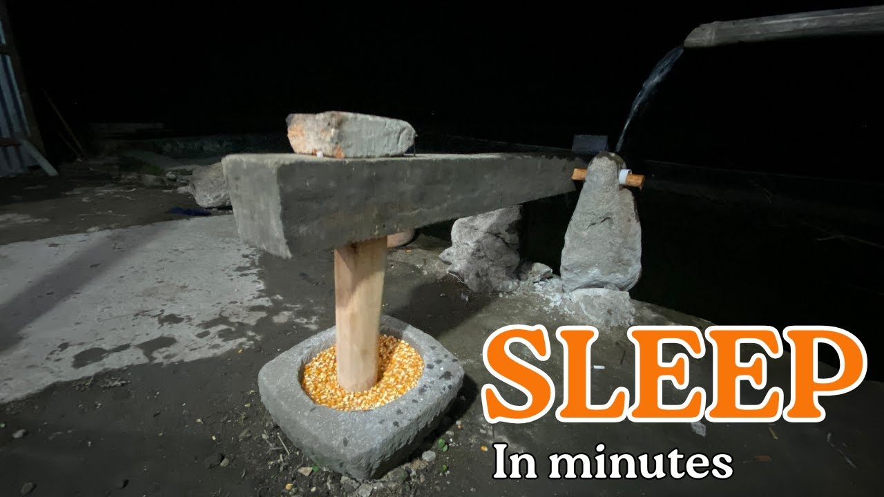 Relaxing Village ASMR • Water Powered Corn Grinder