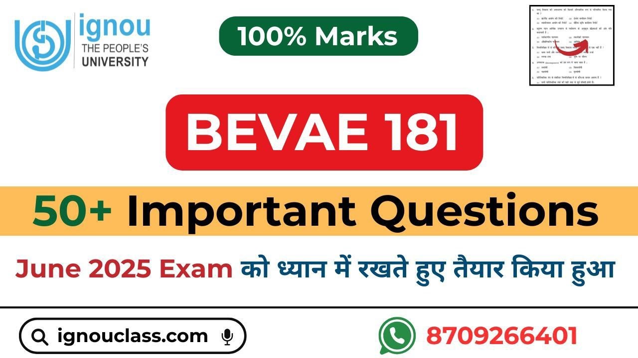 BEVAE 181 Important Questions BEVAE 181 Environmental Studies IGNOU BEVAE 181 Pervious Year Question