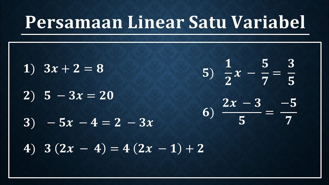 Cara mudah Persamaan linear satu variabel
