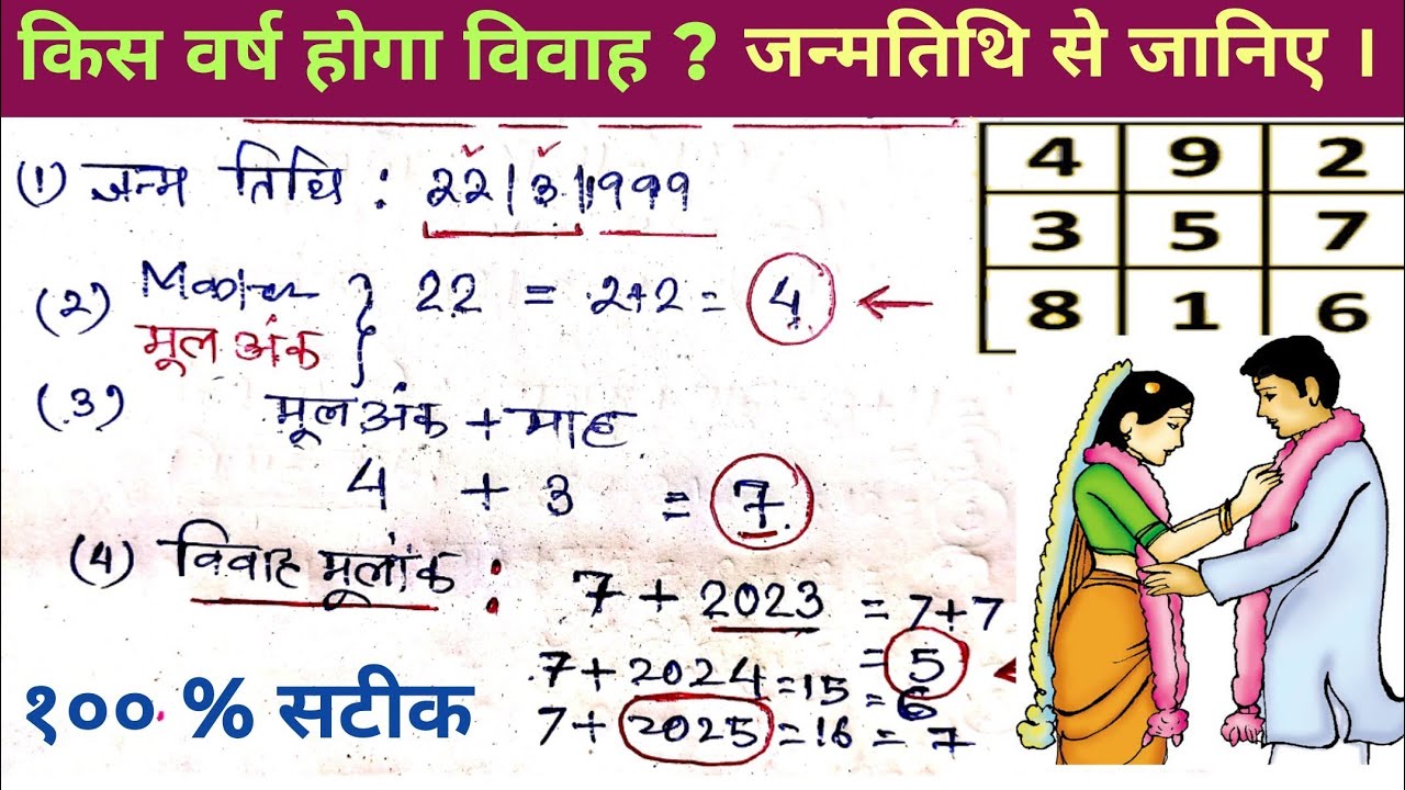 Shaadi kab hogi? jaane apni janam tithi se | विवाह कब होगा | marriage year calculation by numerology