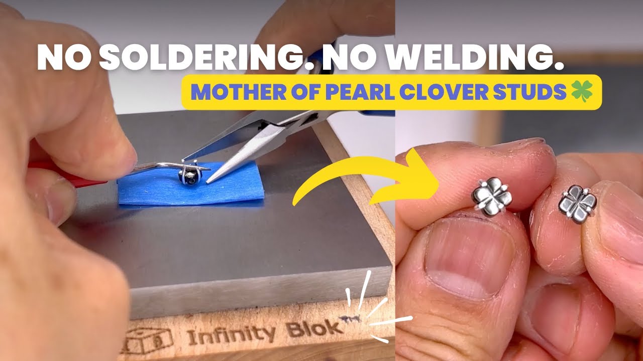 How to Set Prong Earrings in 5 Minutes (2 methods!) | Infinity Block Jewelry Project 7