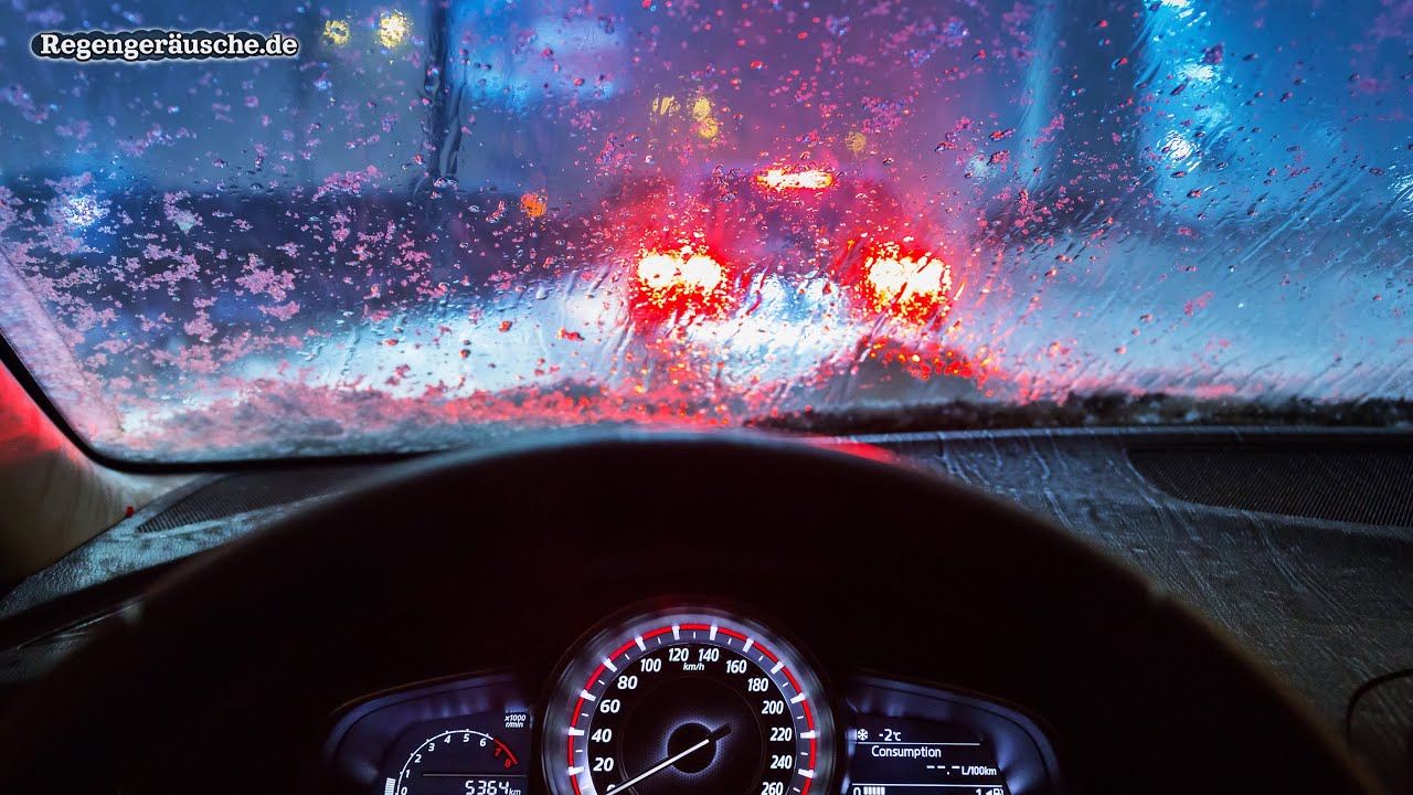 6 Stunden REGENGER&Auml;USCHE im Auto - REGEN und DONNER auf einem Autodach