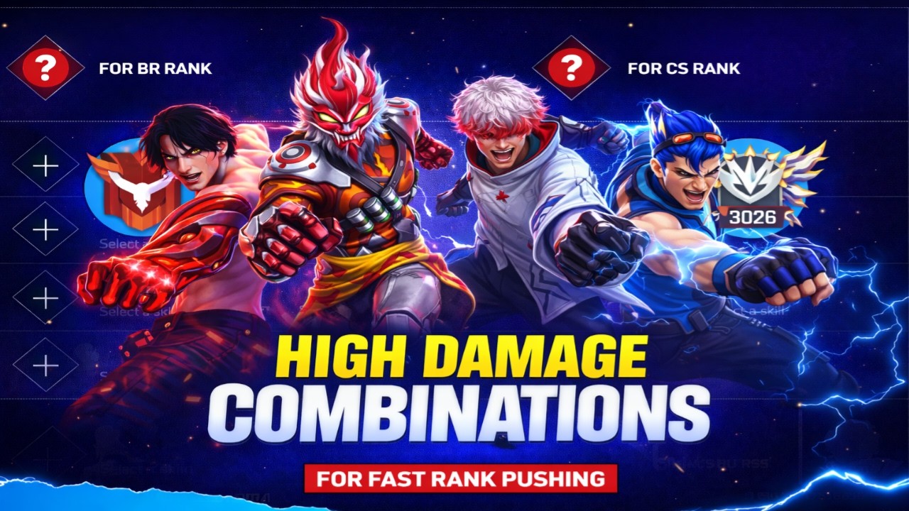HIGH DAMAGE SKILL COMBINATION 2026 | Best Character Skill for BR rank | CS rank Character Skill