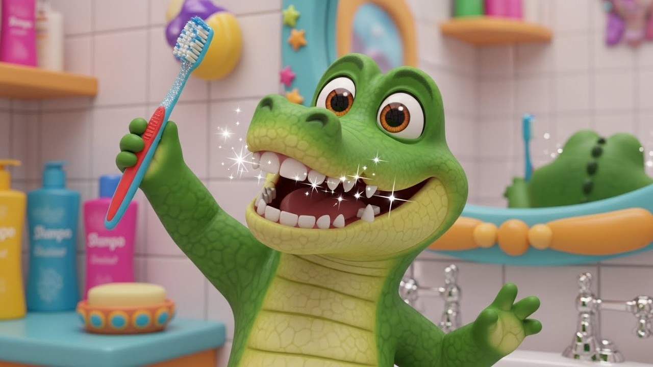 Песенка про блестящую зубную щётку крокодила 🐊🪥✨ | Мультфильм для детей и полезные привычки