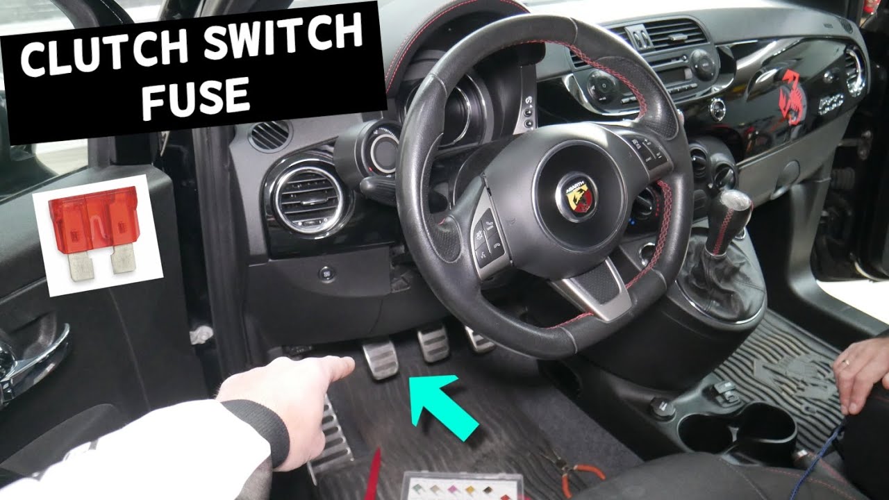 FIAT 500 CLUTCH PEDAL SWITCH FUSE LOCATION REPLACEMENT