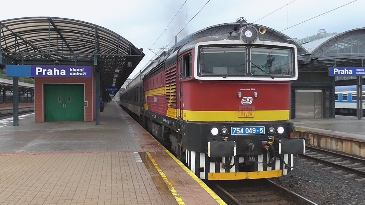 Class 754 diesel locomotives at Prague Main Station