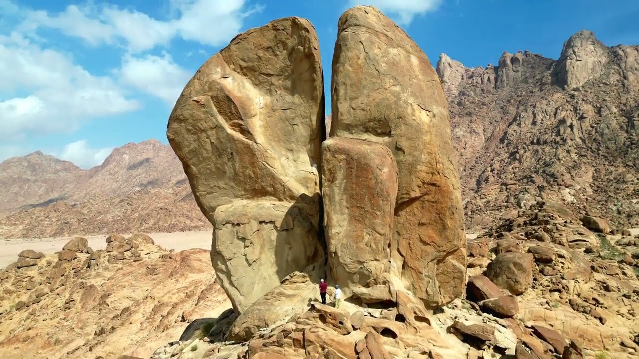 Split Rock of Moses, Saudi Arabia - 4K Drone Footage