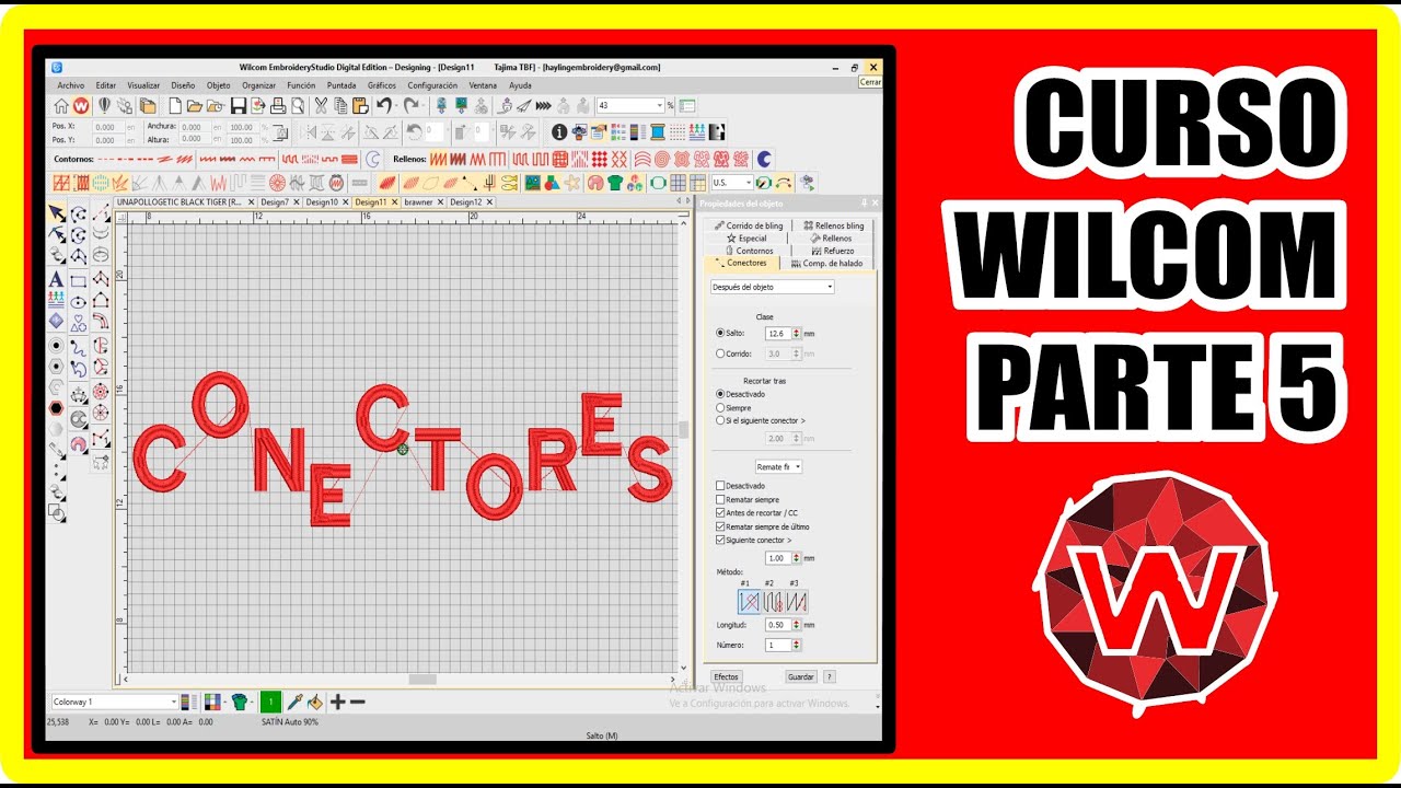 CURSO DE WILCOM PARTE 5 - CONECTORES - RAMIFICACION - JUNTURA CERCANA - AMARRES