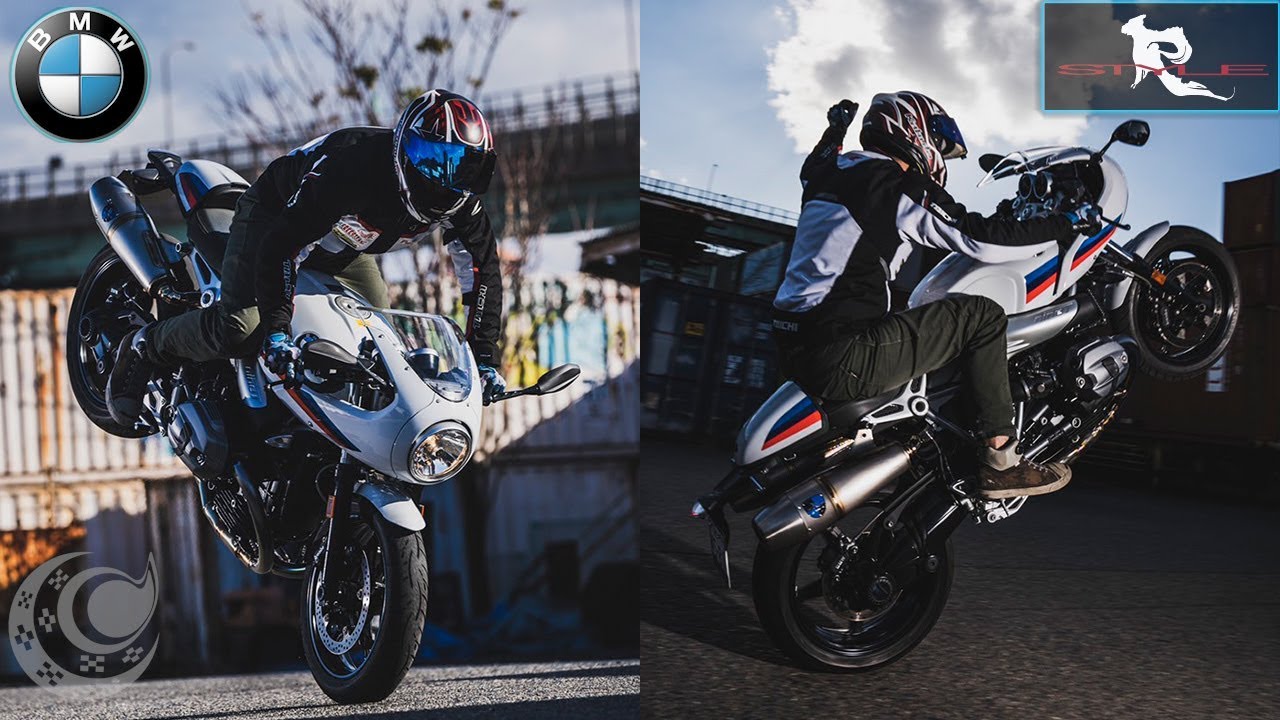 【BMW R nine T recer first ride STUNT】ワンオフマフラーのR-styleのデモ車でエクストリームライディング♪ トムクルーズもビックリw