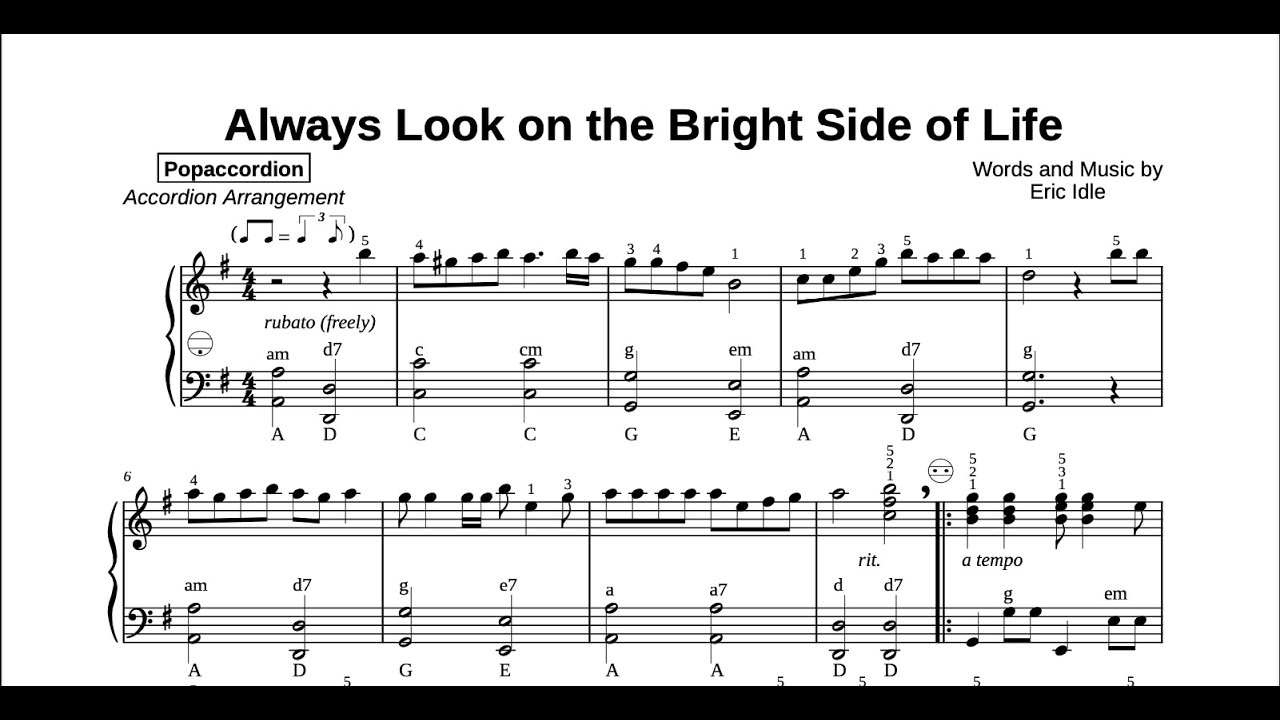 Always look on the bright side of life by Eric Idle Accordioncover-best covers of popsongs