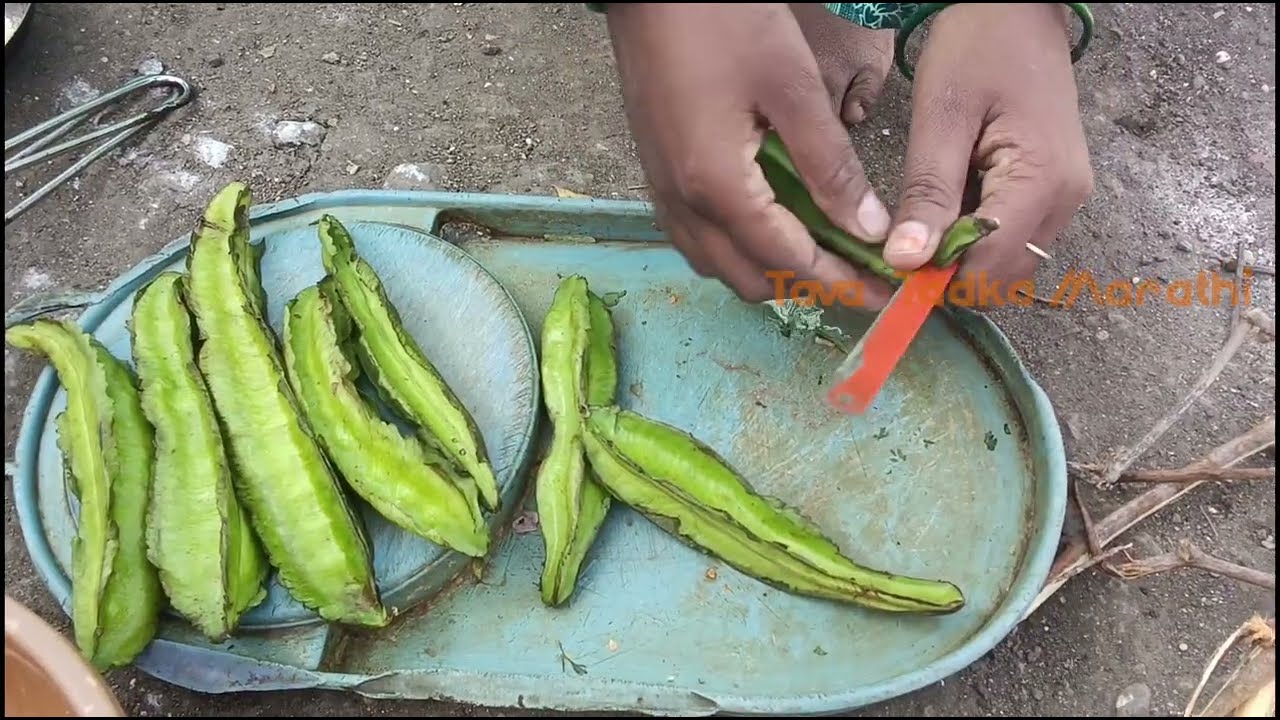 (ASMR ) गावरान चौधारी शेंगा Winged Beans Curry on Wood Fire | Rustic Wood Fire Cooking #asmrcooking