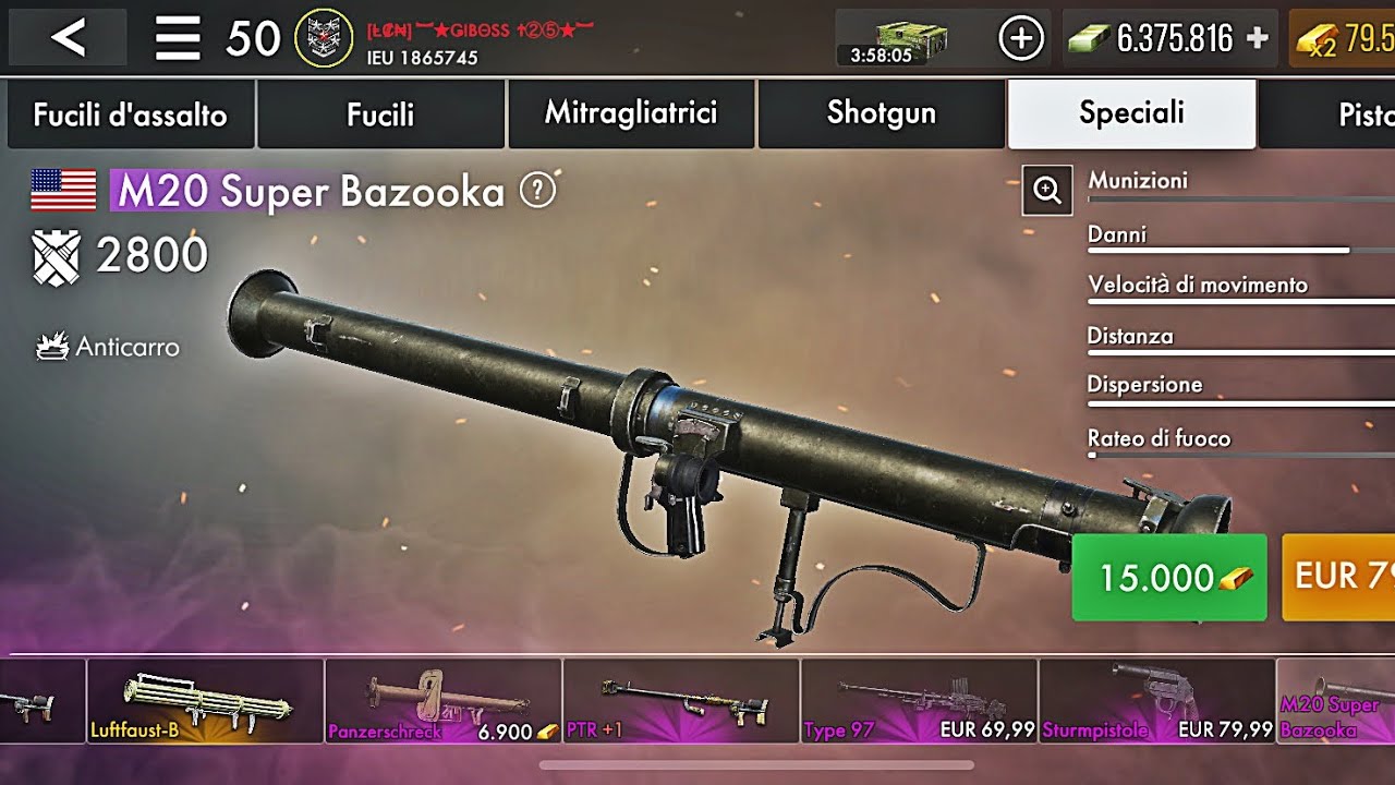 World War Heroes||The new M20 SUPER BAZOOKA available for gold !💰🚀buying,upgrading and testing it
