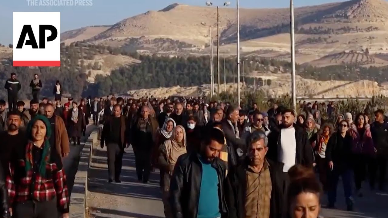 Syrian protest at the Tishreen Dam against ongoing Turkish airstrikes