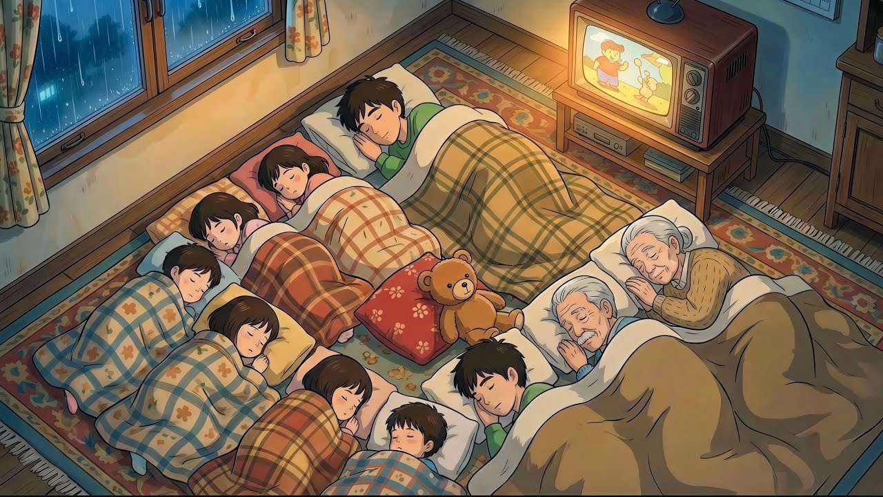 Nostalgia for sleeping over at grandma's simple house with many grandkids during a storm⚡️⛈👵🏻 Ghibli