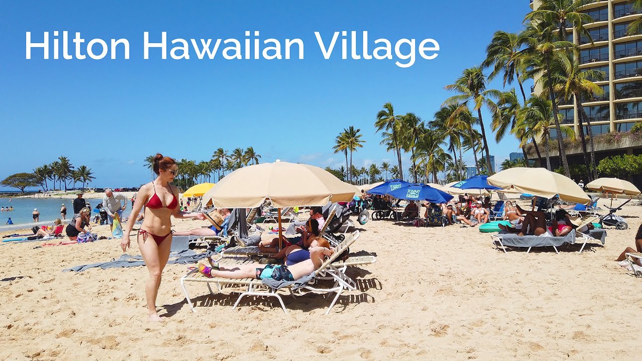 Walking Tour of the Hilton Hawaiian Village Resort Hotel in Waikiki Beach Hawaii.