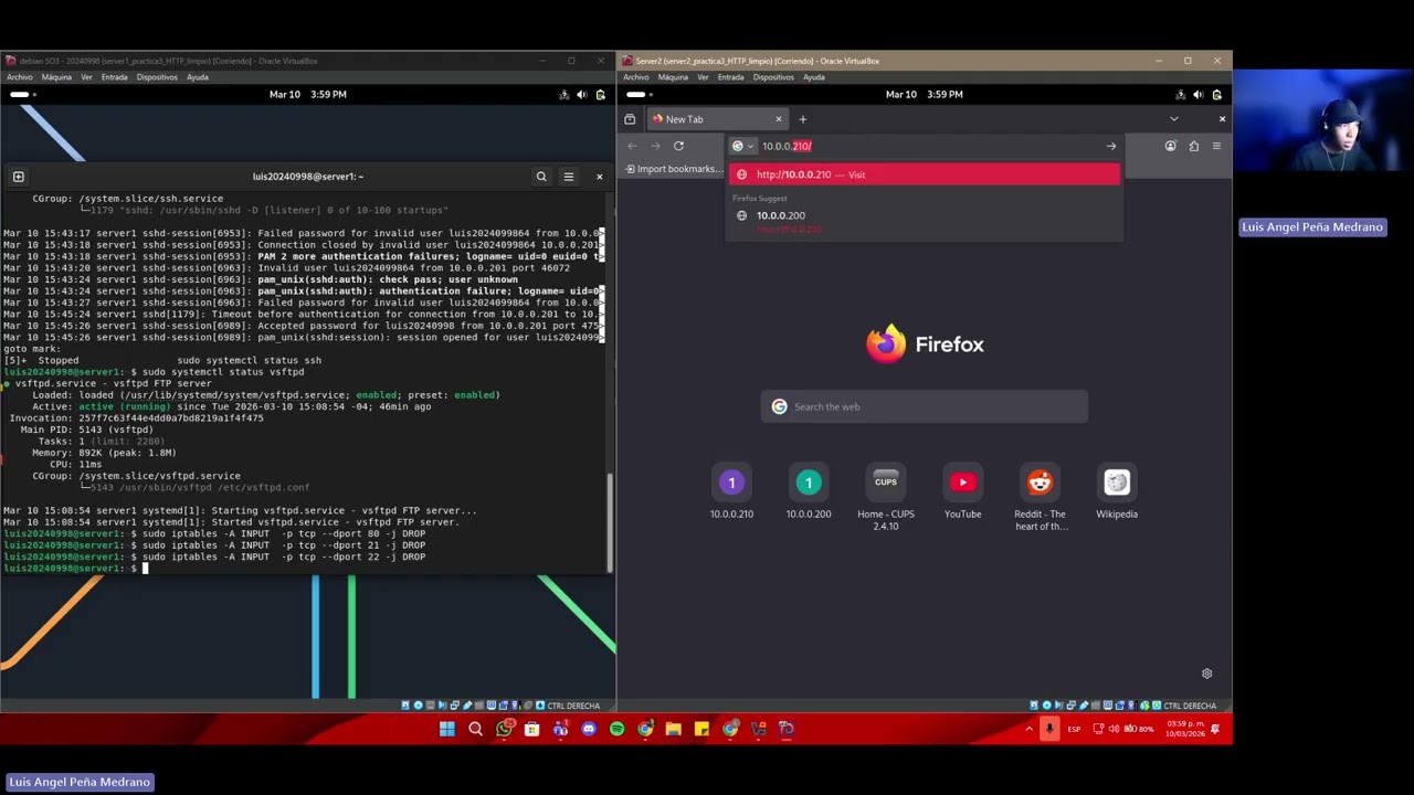 Modulo 6 - Practica 2 - IP tables - UFWFirewall cmd - Luis Angel Peña Medrano