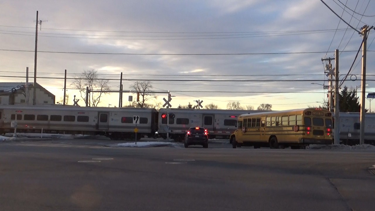 Two LIRR Bombardier M7s to and From Grand Central - Lowell Ave Railroad Crossing, Central Islip, NY