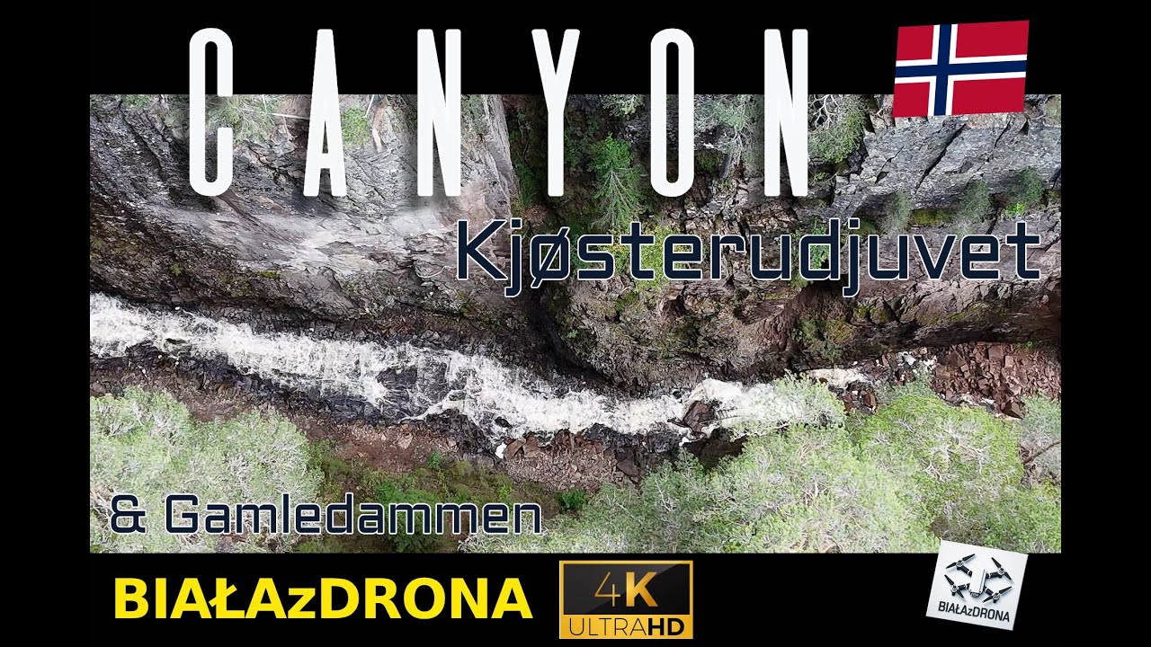 Canyon Kjøsterudjuvet & Gamledammen Norway / Norwegia / Norge,  by drone 4K