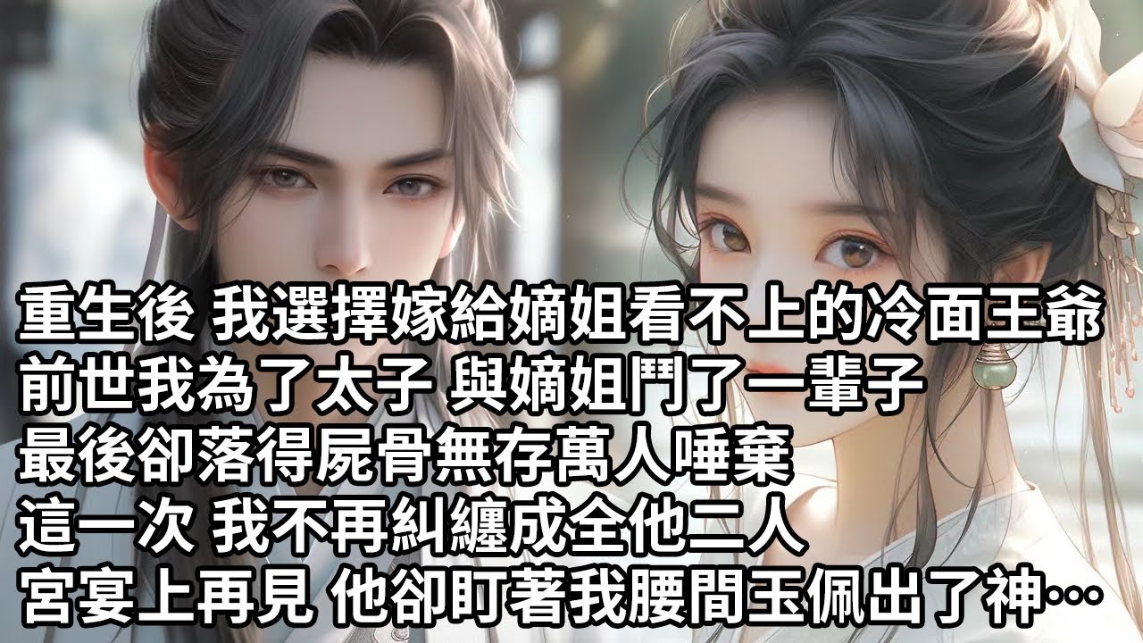 【一口氣看完】重生後 我選擇嫁給嫡姐看不上的冷面王爺，前世我為了太子 與嫡姐鬥了一輩子，最後卻落得屍骨無存萬人唾棄，這一次 我不再糾纏成全他二人，宮宴上再見 他卻盯著我腰間玉佩出了神…