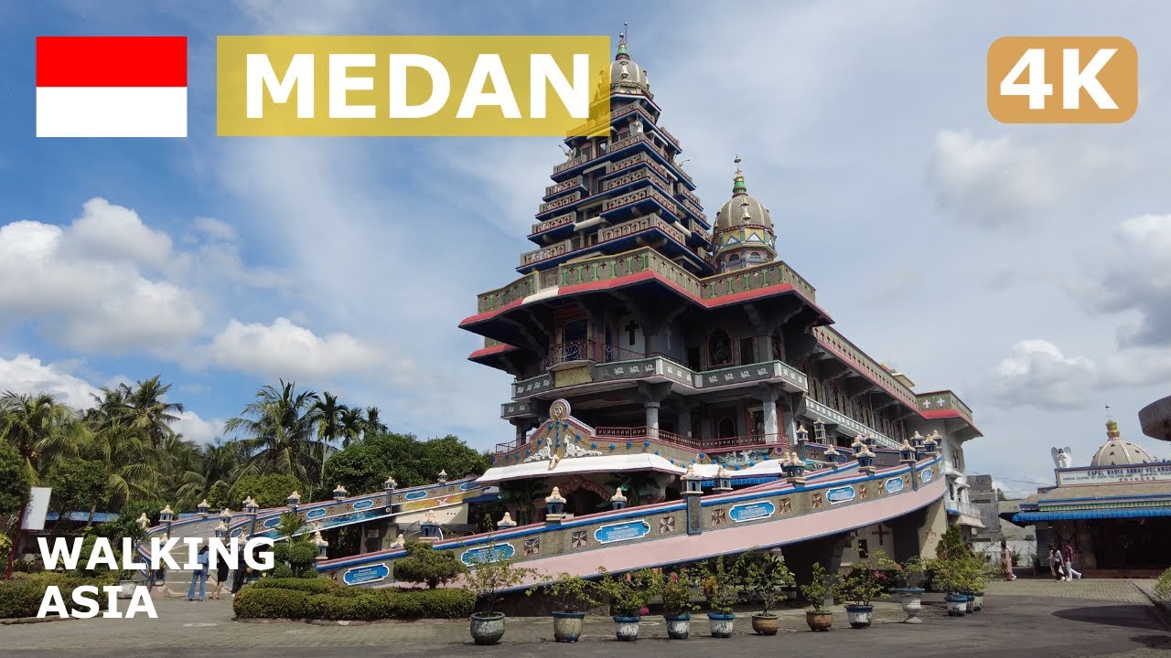 🇮🇩 Indonesia, Medan: Annai Velangkanni Church, Second Hand Market, Stores Walking Tour - 4K