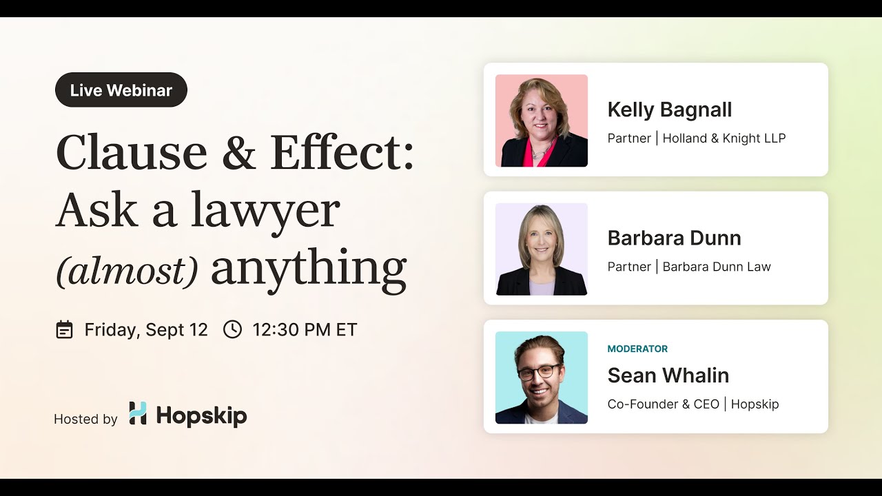 Webinar | Clause & Effect: Ask a lawyer (almost) anything | Hopskip