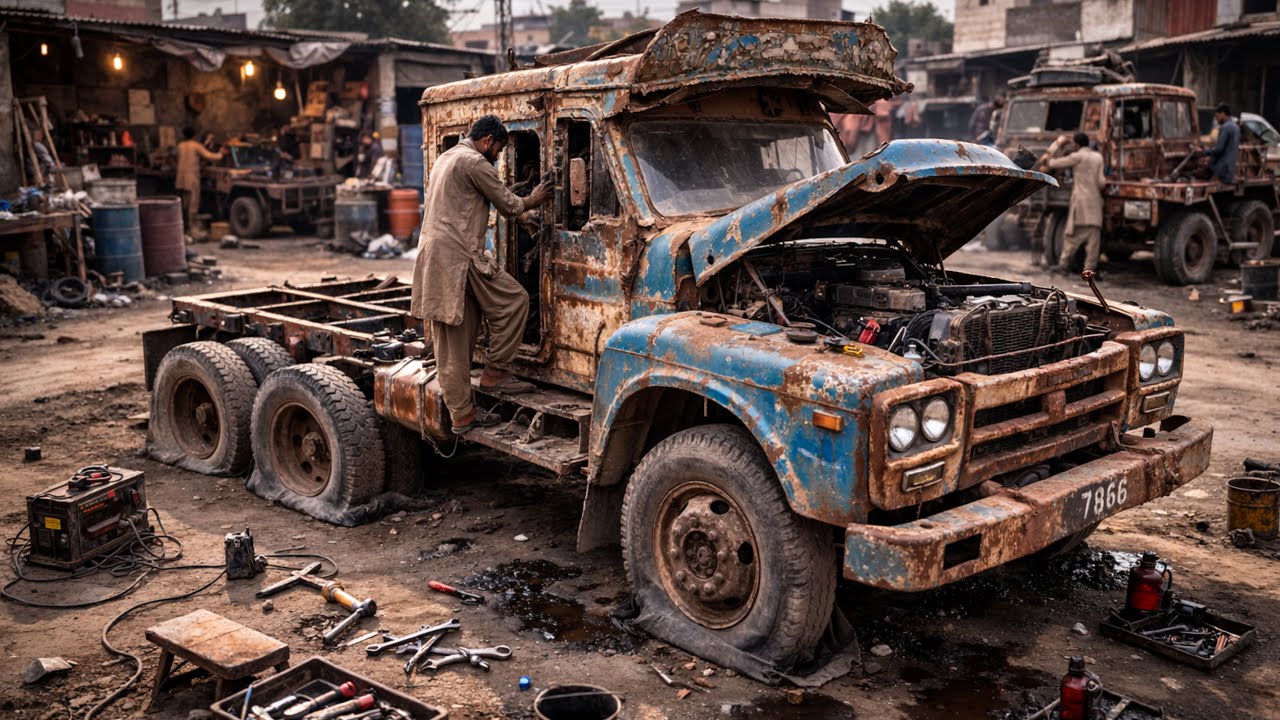 80-Year-Old Scrap Truck Rebuilt Into a Highway Monster