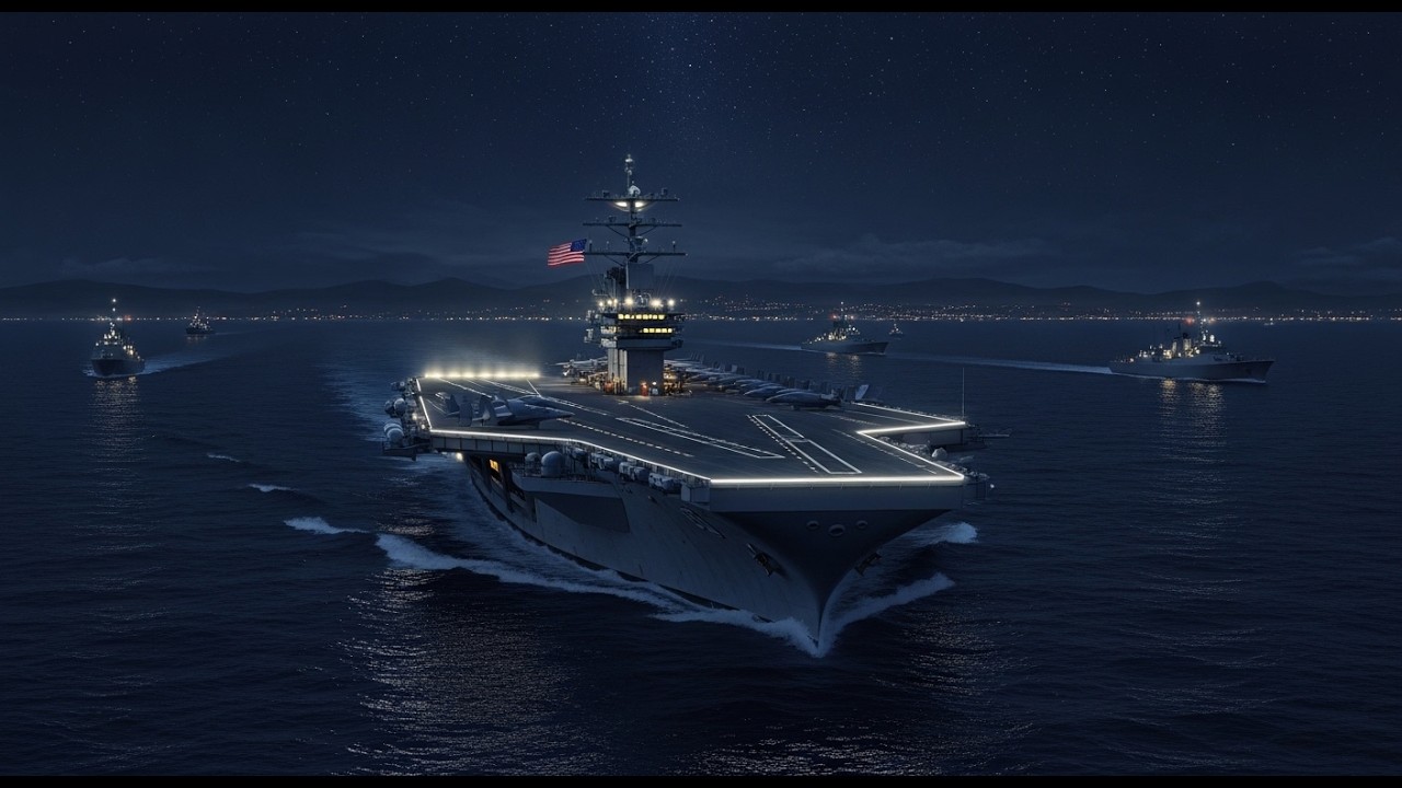 USS Gerald R. Ford Executes Night Operations Under High Alert Conditions