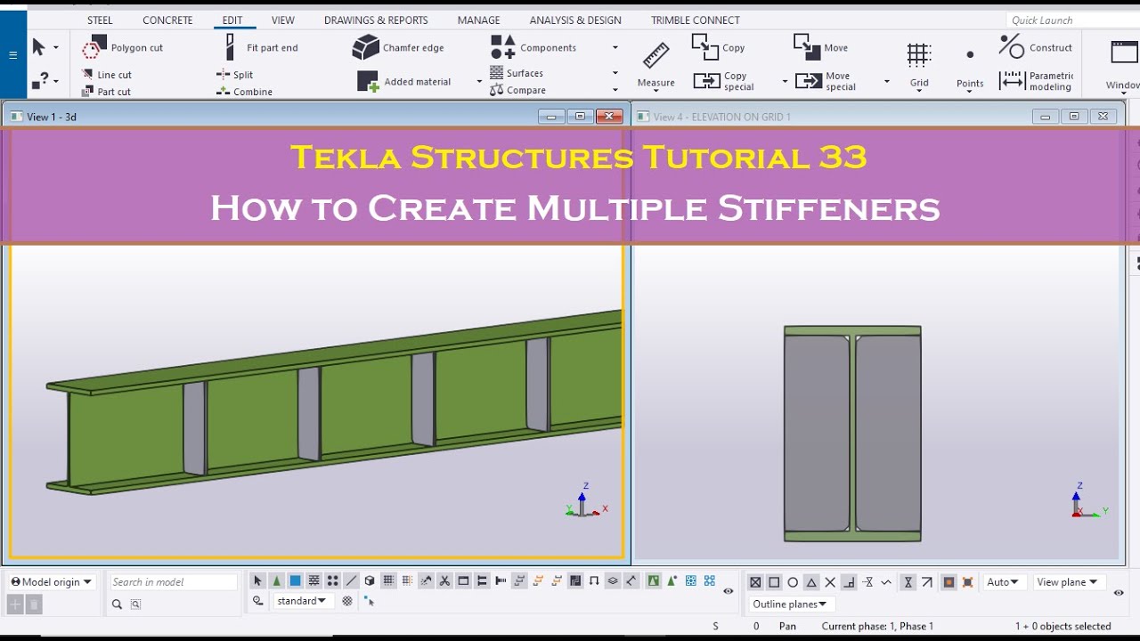 Tekla Structures Tutorial 33 | How to Create Multiple Stiffeners in Tekla Structures