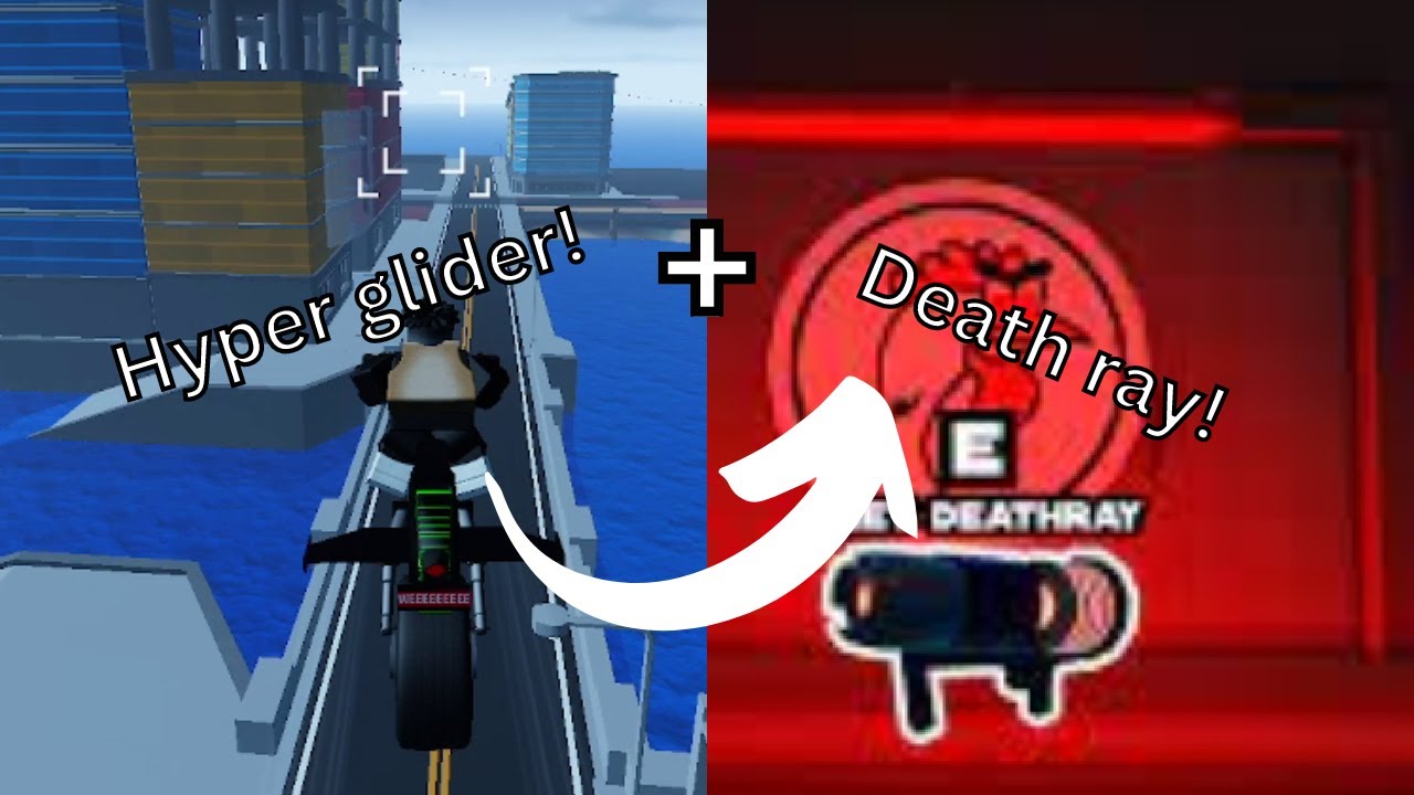 Using Hyper Glider in Mad City Roblox! + DeathRay!!!