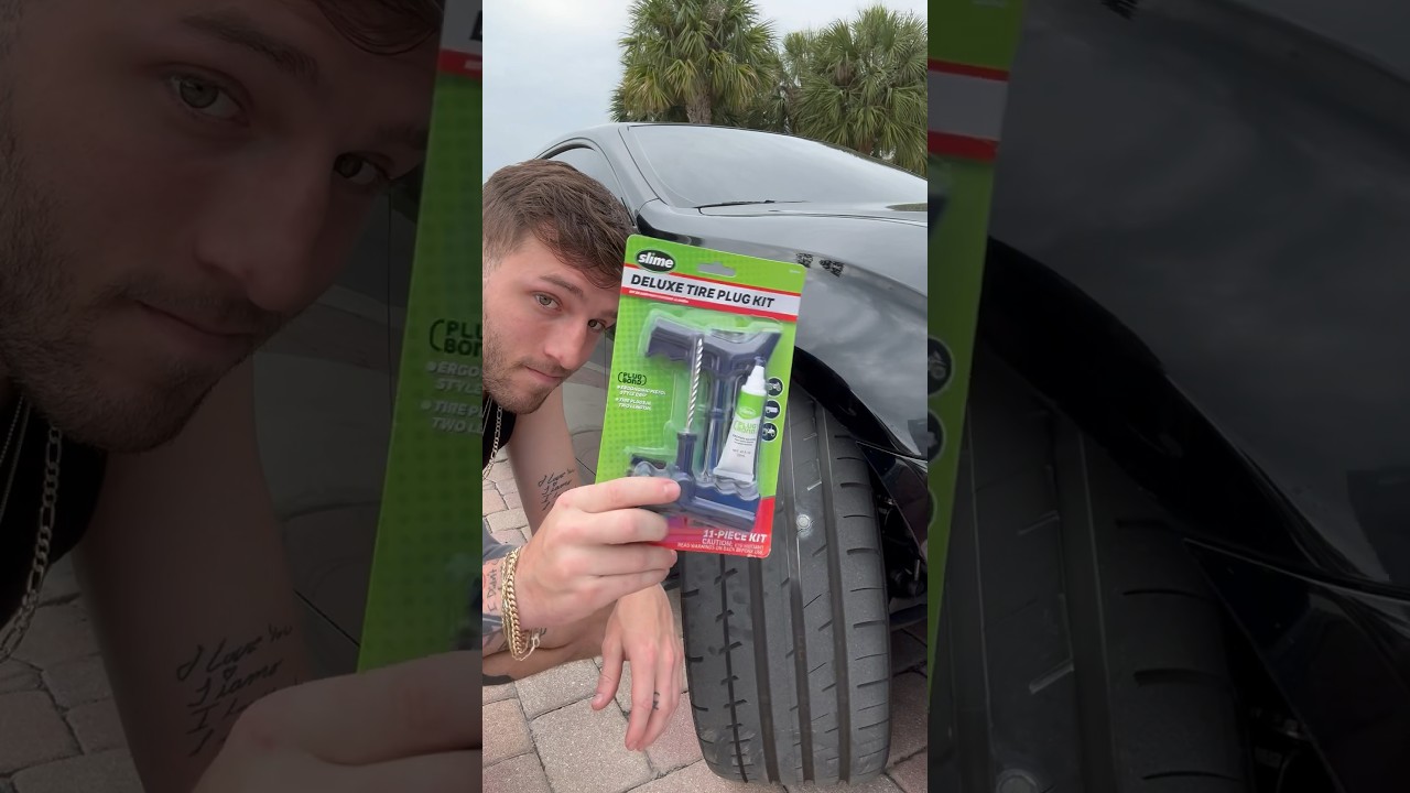 Gotta fill those holes #car #tire #diy #fix #tutorial #lexus #nailintire