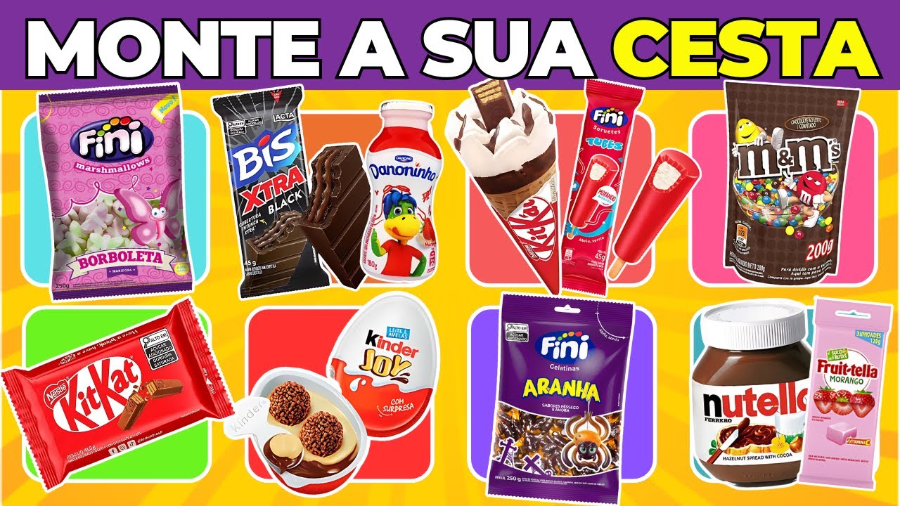 🔄 Monte sua CESTA de DOCES 🍧🍭🍫 30 DOCES no Card&aacute;pio | #quiz