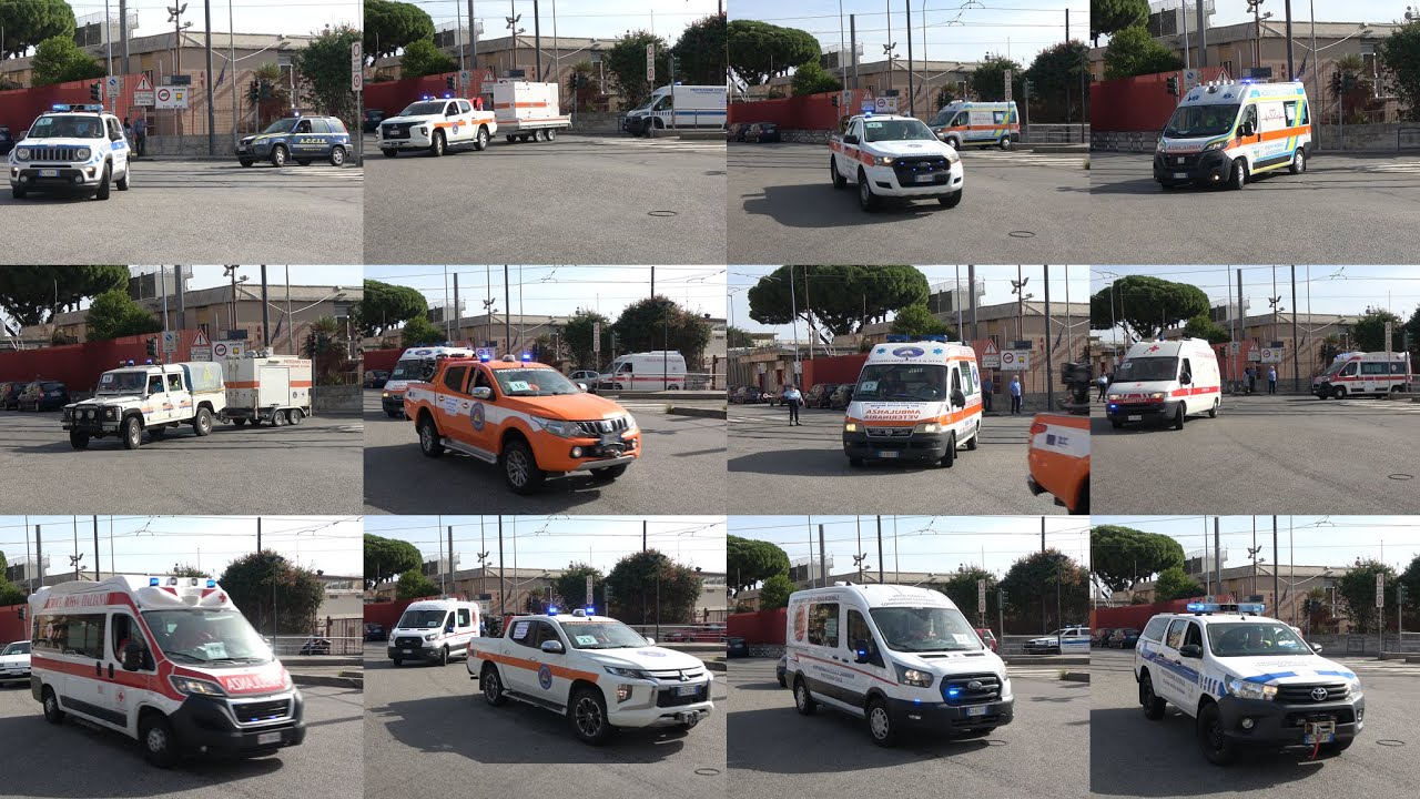 4K - [Messina Risk Sis.Ma. 2024] Partenza colonna mobile Protezione Civile Regione Sicilia in sirena