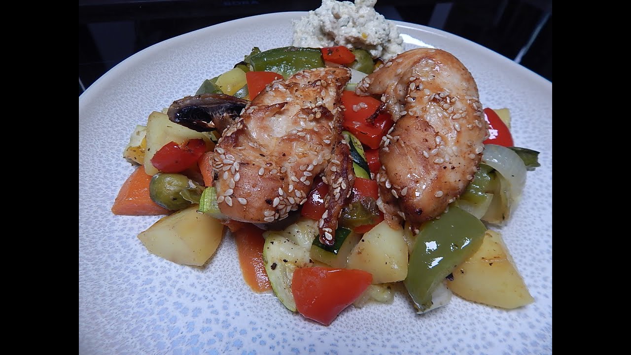 Sesam Hähnchenfilet mit Ofengemüse, vom Ofenzauberer