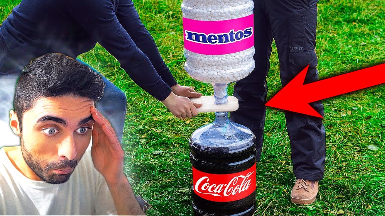 Experiment: Coca Cola VS Mentos ( It BLOWS UP ) - Reaction