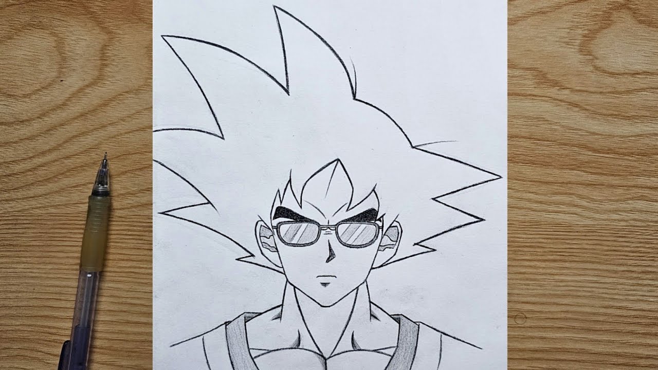Как нарисовать Гоку | Гоку в очках шаг за шагом | Простой рисунок Гоку для начинающих
