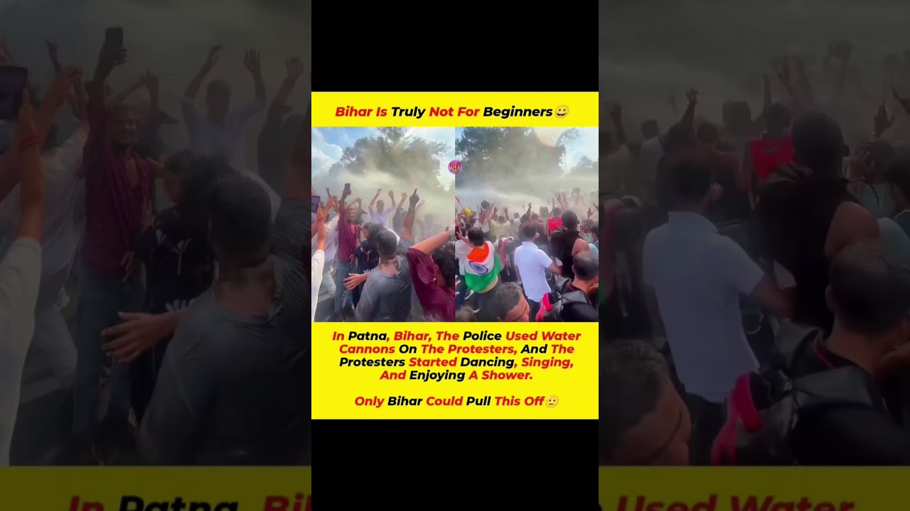 Bihar police used water cannons to stop a protest, but people started dancing instead!Only in Bihar!