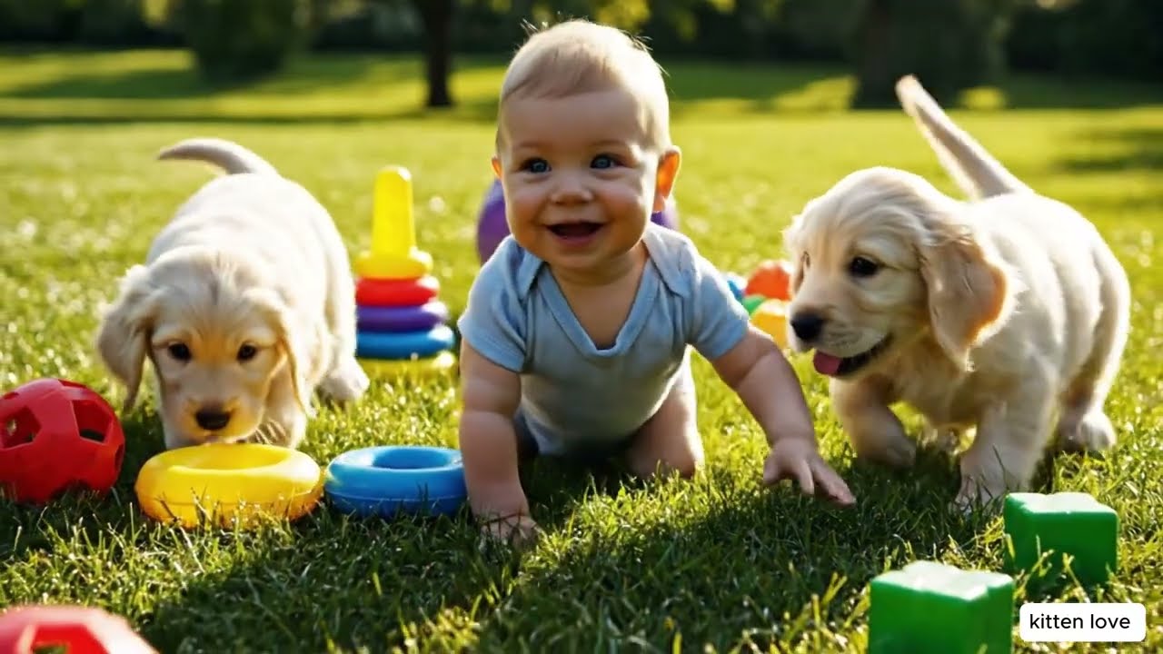 Happy Little Chaos at Home 🐶🐶💛  Baby Retriever and Golden Retriever Fun Moments
