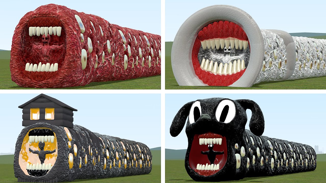 NEW MEGAPHONE EATER VS CARTOON DOG EATER VS HOUSE HEAD EATER VS TRAIN EATER in Garry's Mod